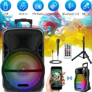 Lohoms 3000W Portable Bluetooth Speaker with Stand 12" Subwoofer Sound Party PA System Mic LED 16LBS