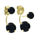 thumbnail image 2 of Gem Stone King 2.04 Cttw Round Black Onyx 14K Yellow Gold Earrings for Women | Gemstone Birthstone | Round 6MM and 4MM, 2 of 2
