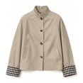 thumbnail image 6 of Zynoxe Women's Cropped Jackets Fashionable Button‑Up Ruched Collar Jackets Lightweight Long Sleeve Casual Jacket Solid Color Fall Jackets for Women with Side Pockets & Plaid Lined Coffee XL, 6 of 10