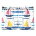 thumbnail image 7 of Yayeee Kitchen Curtains Tier Pair Light Filtering 27"x36" Rod Pocket Short Cafe Window Panel, Pink Hand Drawn Sailboats, 7 of 7