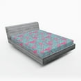 thumbnail image 2 of Ambesonne Tropical Fitted Sheet, Art Boho Pattern Flamingo, Queen Size, Pastel Pink Seafoam, 2 of 5