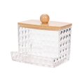 thumbnail image 1 of Hyasfey Cotton Swab Storage Box Cotton Ball Holder Transparent Dustproof Large Capacity Toothpicks Dental Floss Dispenser Storage Case, 1 of 8