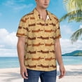 thumbnail image 5 of Daiia Dachshund Dog Puppy Hawaiian Shirt for Men Gentle Cotton Regular Short Sleeve Casual-Small, 5 of 9