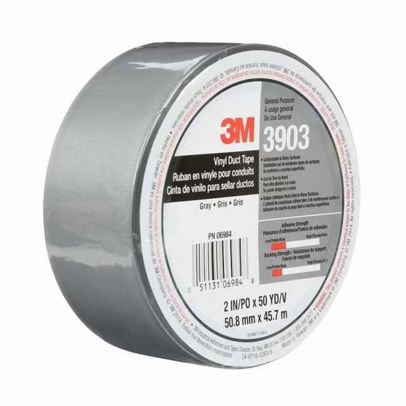 3m Duct Tape, Gray, 50 yd L, 2 in W 3903