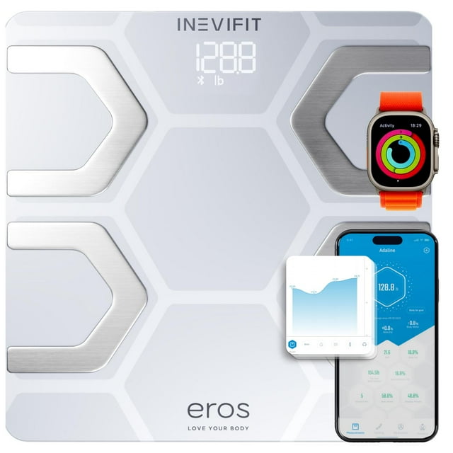 INEVIFIT EROS - Báscula digital de baño con Bluetooth y aplicación inalámbrica para smartphone (400
