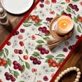 thumbnail image 3 of Cherry Table Runner 72 Inches, Vintage Watercolor Purple Red Fruits on Linen Bed Runner Dresser Scarves Tabletop for Indoor Outdoor Parties/Ceremony/Banquet, 14" x 72", 3 of 9
