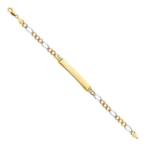 14K 3C Figaro 3 1 ID Bracelet  - 7.5"