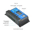 thumbnail image 4 of Controlador de carga solar 30A, controlador de cargador de panel solar 12V/24V, pantalla LCD ajustable multifunción con temporizador de puerto USB dual, 4 of 5