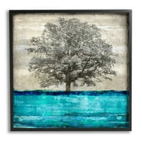 Stupell Industries Modern Turquoise Tree Collage Graphic Art Black Framed Art Print Wall Art, Design by Eric Turner