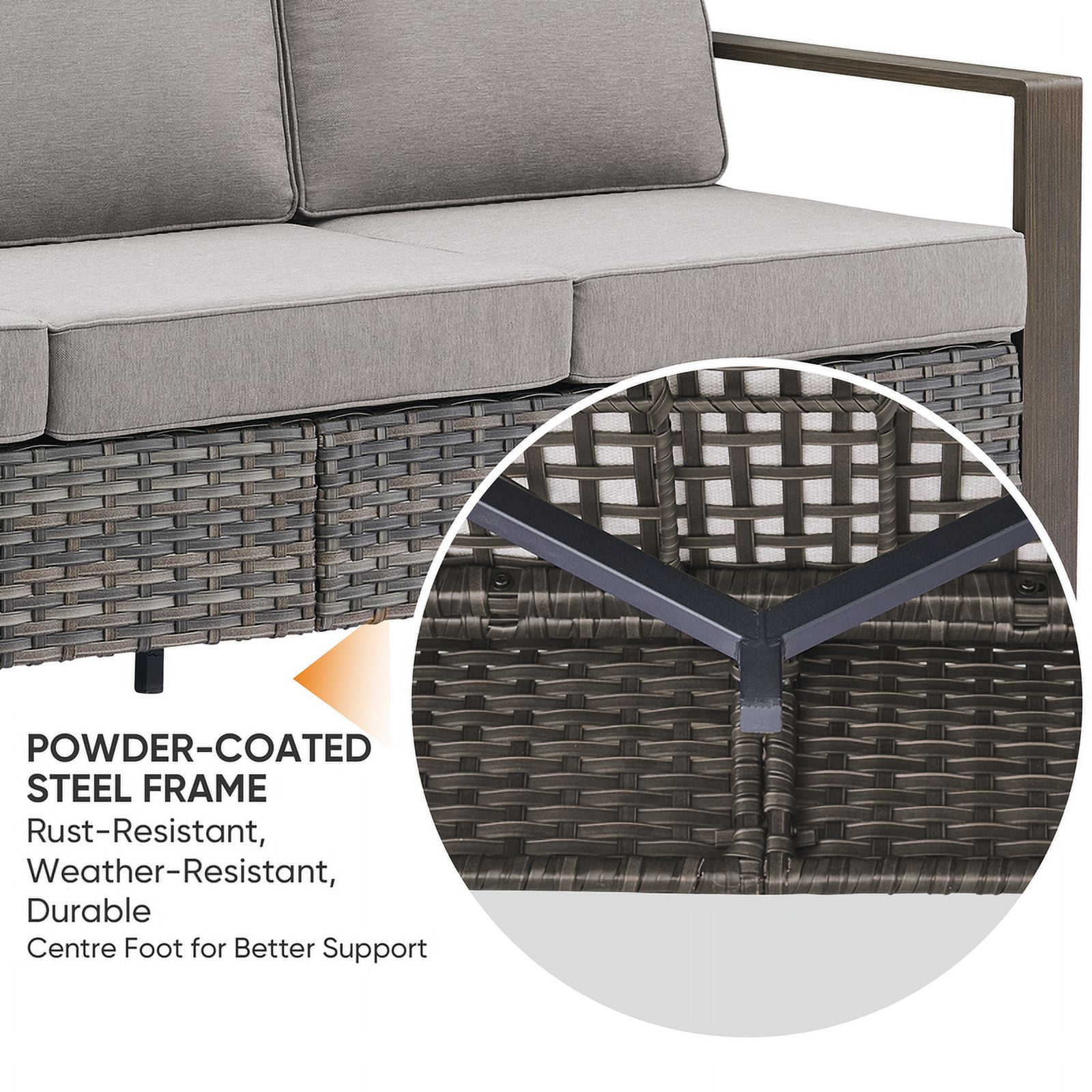 PARKWELL 6 Piece Outdoor Patio Furniture Set with Fire Pit Table,All-Weather Conversation Set with Swivel Glider Chair,7-Seat Patio Fire Pit Seating Sets for Backyard Gatherings, Gray/Gray