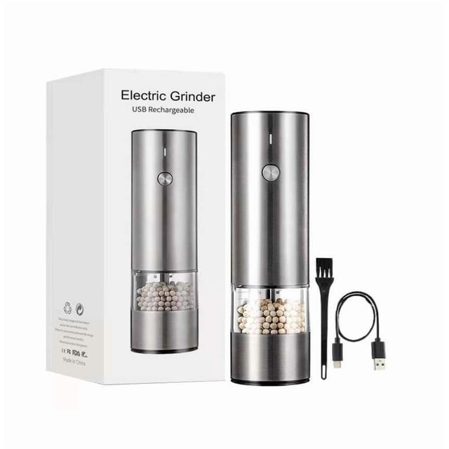 Portable USB Rechargeable Electric Grinder - 28g Capacity, Silver | Multi-Functional for Pepper & Coffee Beans | Efficient Blades, Easy to Use, Durable Material | Compact Kitchen Tool for Home &