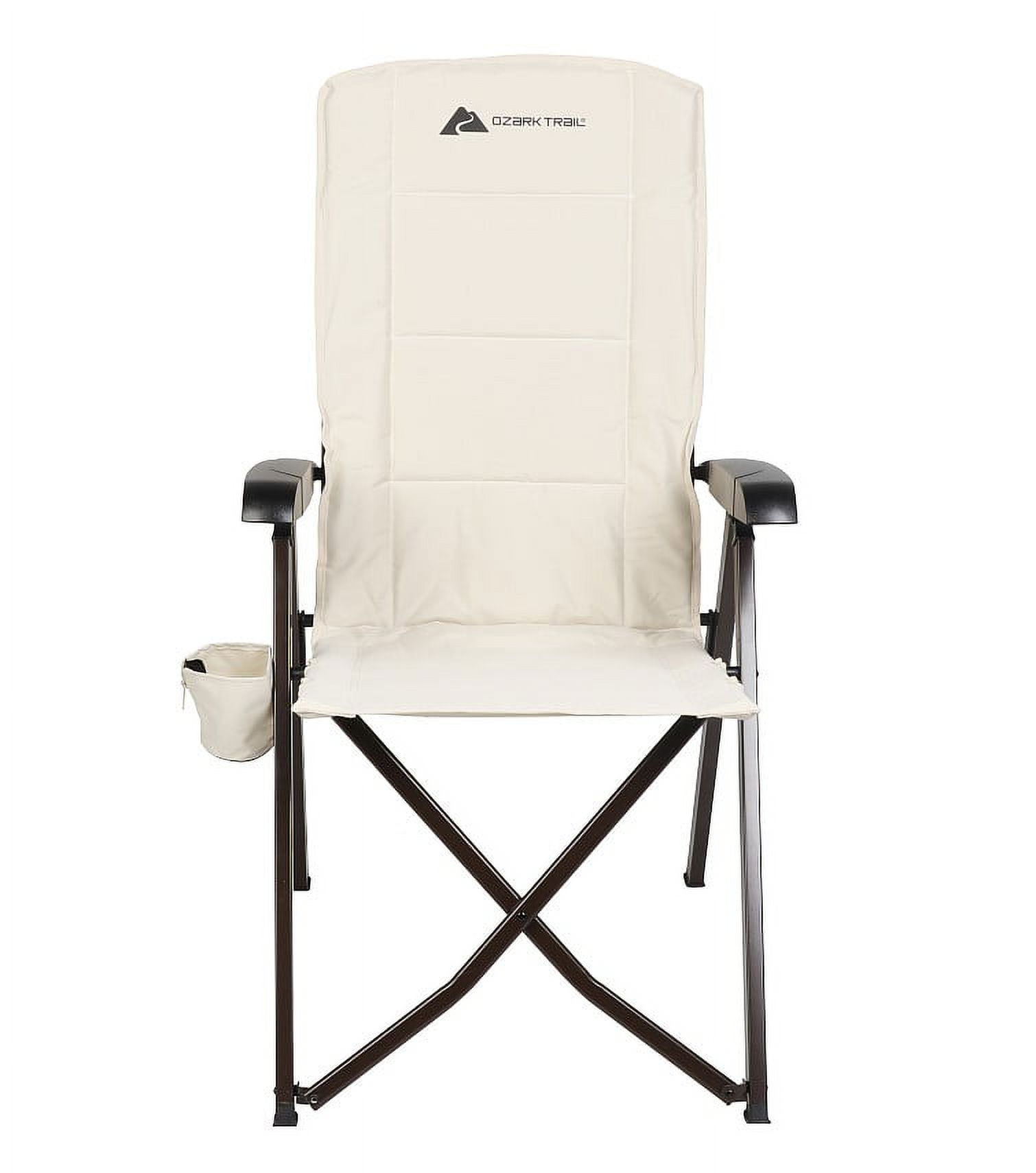 (2 pack) Ozark Trail Glamp High Back Reclining Lounge Chair with Adjustable Armrests, Creme