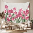 thumbnail image 2 of Pink Tulip Flower Large Tapestry for Bedroom Wall Hanging Tapestry,Spring Floral Leaves Plants Retro Beige Ceiling Backdrop Tapestries Poster Blanket Wall Decor for Teens Room Living Room 86" x 104", 2 of 8