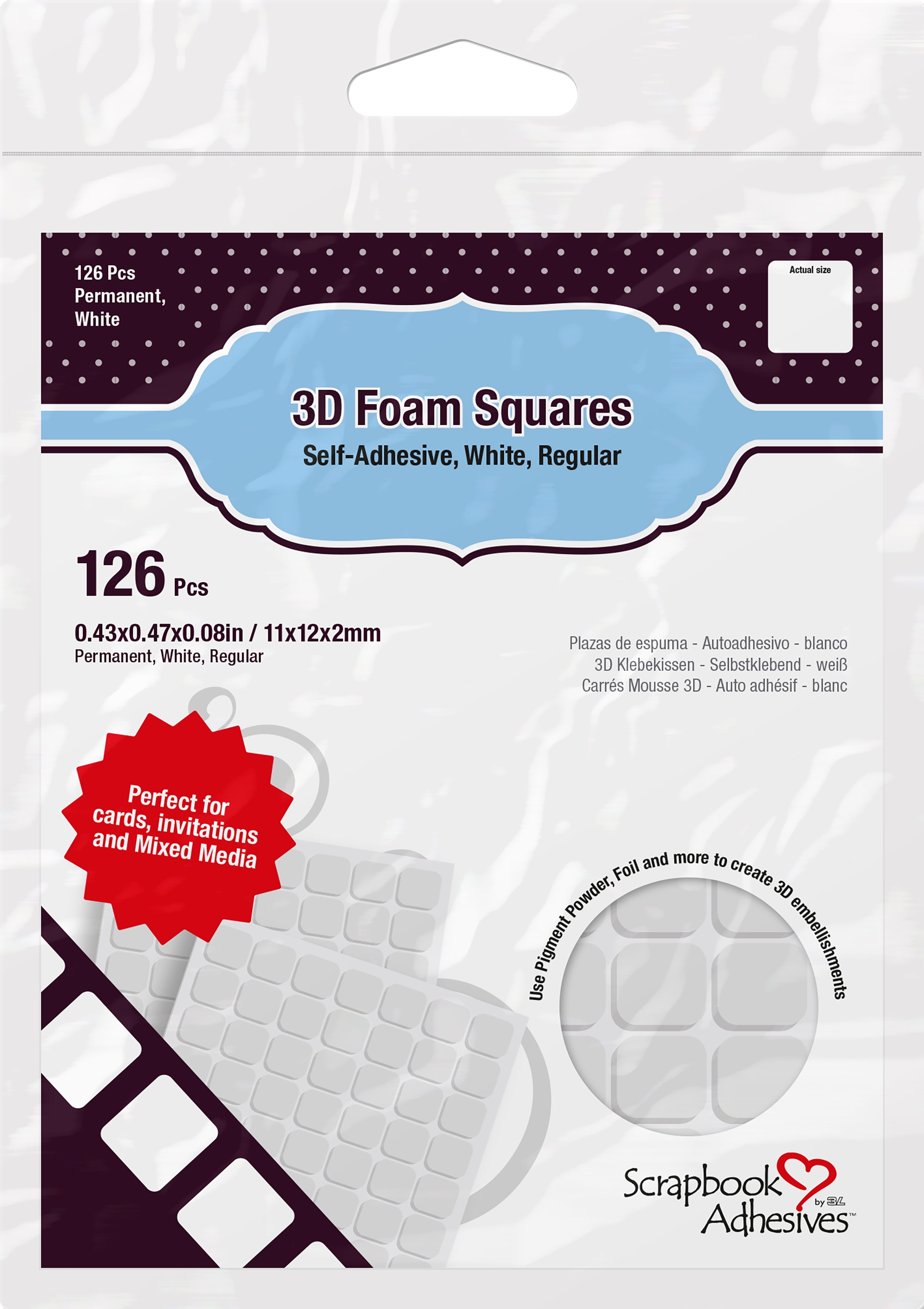 Scrapbook Adhesives 3D SelfAdhesive Foam Squares 126/PkgWhite, .5"X.5