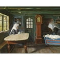 thumbnail image 3 of Viggo Johansen 18x15 Black Modern Framed Museum Art Print Titled - Interior from a Peasantry with the Little One in the Cradle (1901), 3 of 5