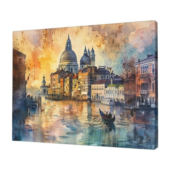 12x16 inch Canvas Pictures Wall Art At Dusk In Venice,Bathroom,Living Room,Club,Study Wall Decor Oil Paintings On Canvas,Enchanting At Dusk In Venice Modern Style Decor Canvas Painting Gifts