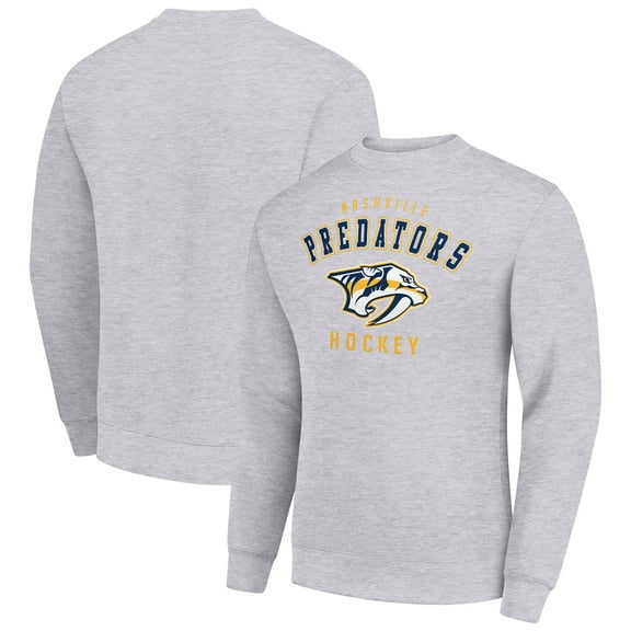 Men's Starter  Heather Gray Nashville Predators Team Logo Fleece Pullover Sweatshirt