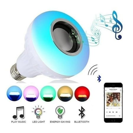 Music Speakers Bluetooth Wireless 12W E27 Led RGB Colorful Changing Mini Bluetooth Speaker Smart Music Audio Bulb Speaker +Remote Control ()