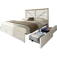thumbnail image 3 of LUXOAK King Size Farmhouse Bed Frame with Metal Slats & Easy Assembly, 4 Drawers, White, 3 of 8