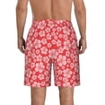 thumbnail image 3 of Kdxio Red Hibiscus Flower Pattern Mens Casual Shorts - Drawstring Summer Beach Sports Shorts for Men, 3 of 9