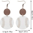 thumbnail image 4 of Sports Game Ball Football Basketball Wooden Leopard Print Drop Earrings for Women Round Baseball Soccer Volleyball Dangle Earrings Fans Players Holiday Jewelry, 4 of 6