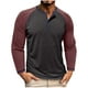 thumbnail image 2 of Blusas y camisas de manga larga con cuello redondo para hombre, informales, de manga larga, cuello redondo, medio botón, a cuadros, con bolsillos y bloques de color, blusas de poliéster para hombre, 2 of 9
