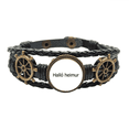 thumbnail image 1 of Hola mundo islandés Pulsera marina tejida en cuero, 1 of 4