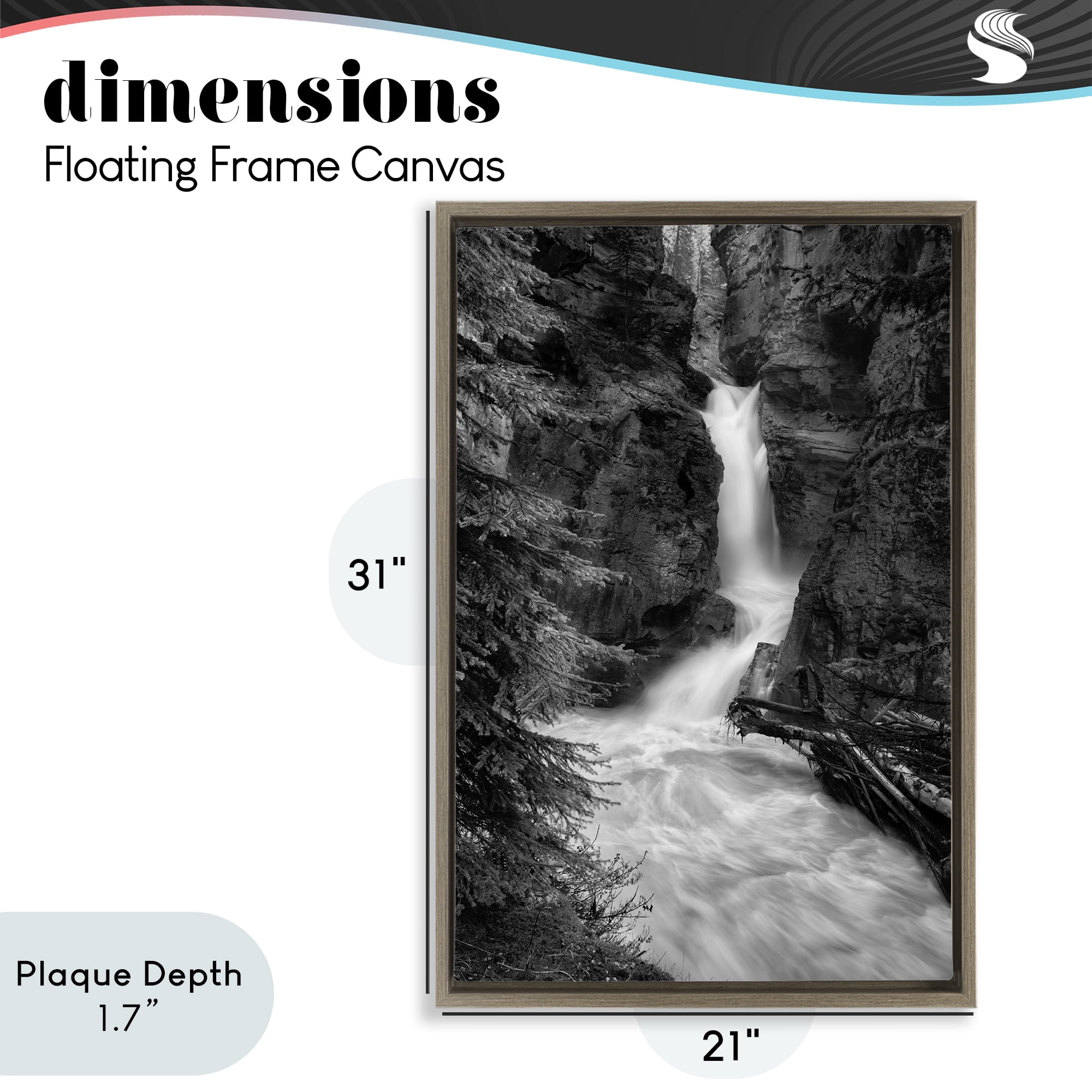 Stupell Industries Banff National Park Waterfall Brown Framed Floater Canvas Wall Art, design by Jon Evan