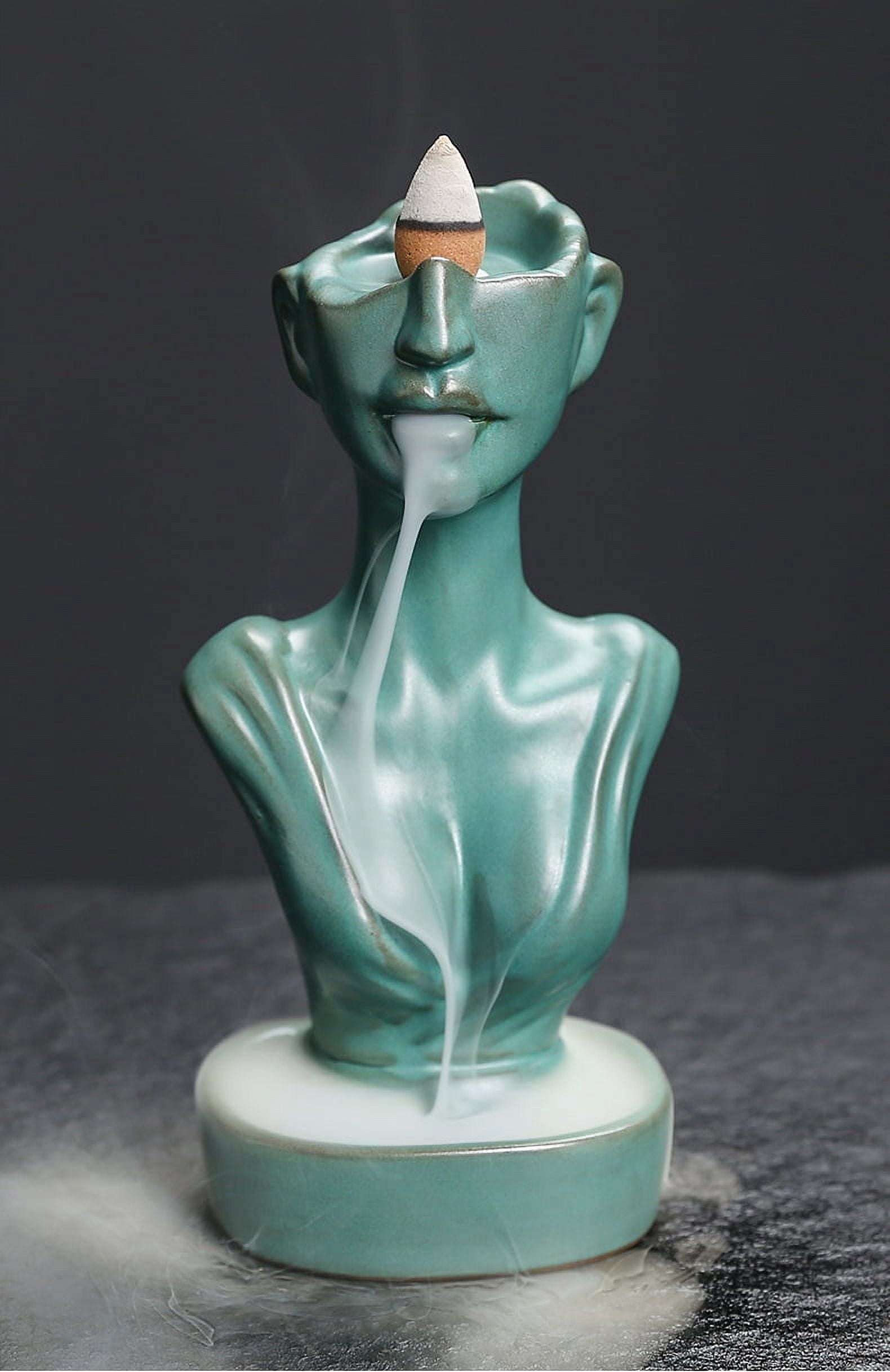 Creative Ceramic Incense Burner Character Sculpture Ornaments Backflow Censer Waterfall Aromatherapy Holder Furnace Home Ornaments