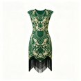 thumbnail image 5 of FASHOFT Halloween For Women Sequin Classic Victorian Style Role Play Stage Performance Fancy Dress For Holiday Party Halloween Green XXXXL, 5 of 5