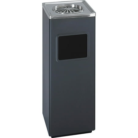 Black Ash Bin - Safco, SAF9696BL, Sandless Square Ash Urn/Trash Receptacle, 1, Black