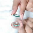 thumbnail image 5 of Rosec Jewels Lab Created Emerald Full Eternity Band Ring for Women - AAAA Quality, 925 Sterling Silver, US 4.00, 5 of 7