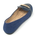 thumbnail image 2 of Victoria K Women's Denim Slip-on With Gold Buckle Ballerina Flats, 2 of 5