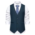 thumbnail image 2 of ZCFZJW Men's Suit Vest Formal Wedding Slim Fit Single-Breasted Sleeveless V-Neck Have Pockets Solid Dress Wedding Waistcoat Prom Tuxedo #05-Navy M, 2 of 9