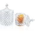 thumbnail image 1 of Juego de 2 tarros de cristal transparente con forma de diamante para dulces, almacenamiento para buffet de dulces con tapa de cristal, cajas decorativas para galletas y galletas para regalo, 1 of 5