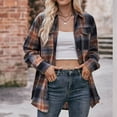 thumbnail image 4 of Fall Winter Savings Clearance 2024! TAGOLD Women Cardigan, Women's Fashion Loose Plaid Printed Lapel Shirt T-shirt Top, 4 of 5