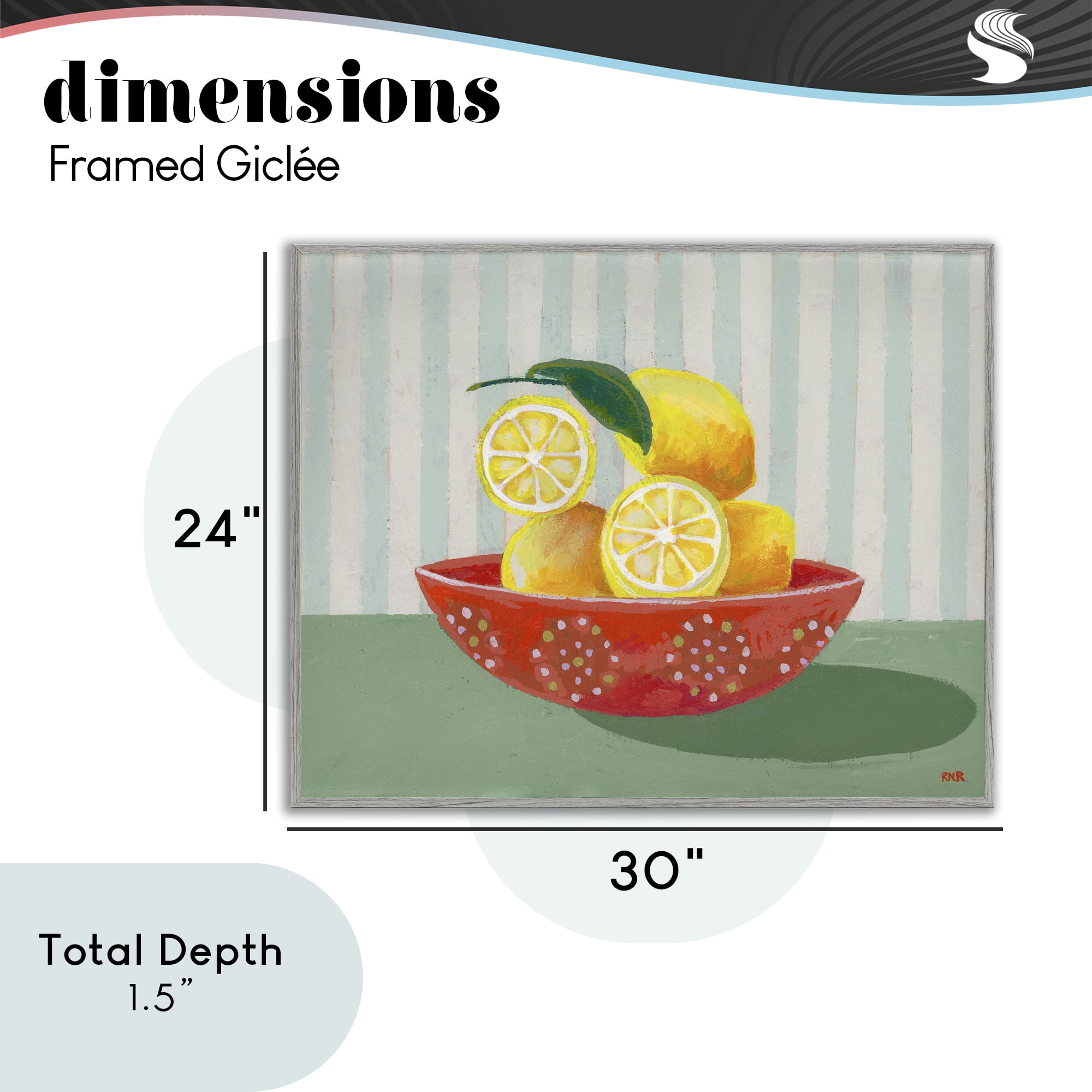 Stupell Industries Sunny Lemons in Red Bowl Gray Framed Giclee Art, design by Rachael Reese