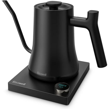 

ECOWELL Electric Gooseneck Kettle Ultra Fast Boiling Kettle 100% Stainless Steel for Pour-over Coffee & Tea Leak-Proof Design Auto Shutoff Anti-dry Protection 1200W-0.8L Matte Black