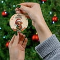 thumbnail image 4 of Merry Christmas Santa Vizsla Scarf Twinkling Lights Xmas Holiday Ceramic Round Ornament Vizslas Dog Lover Gifts Idea Home Tree Decor - 00022, 4 of 5