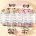 thumbnail image 4 of HCNTES Baby Girl Winter Clothes Baby Girl Clothes Fall Winter Outfit Long Sleeve Ruffle Solid Romper Plaid Bear Suspender Skirt Bow Headband 3 Pcs Set, 4 of 7