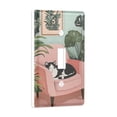 thumbnail image 2 of Yayeee Toggle Light Switch Wall Plate 1-Gang 4.5"x2.7" Home Decorative Outlet Cover, Pink Sleeping Cat, 2 of 7