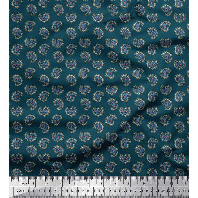 Soimoi Rayon Crepe Fabric Artistic Paisley Print Sewing Fabric Yard 46 Inch Wide