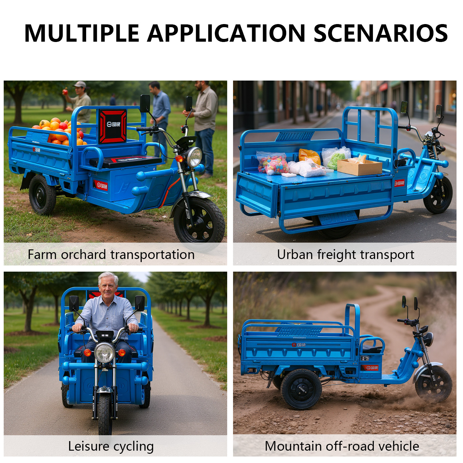 60-70Km 1000W Electric Cargo Tricycle Truck Simple Tricycle,Load Capacity 1100Lbs