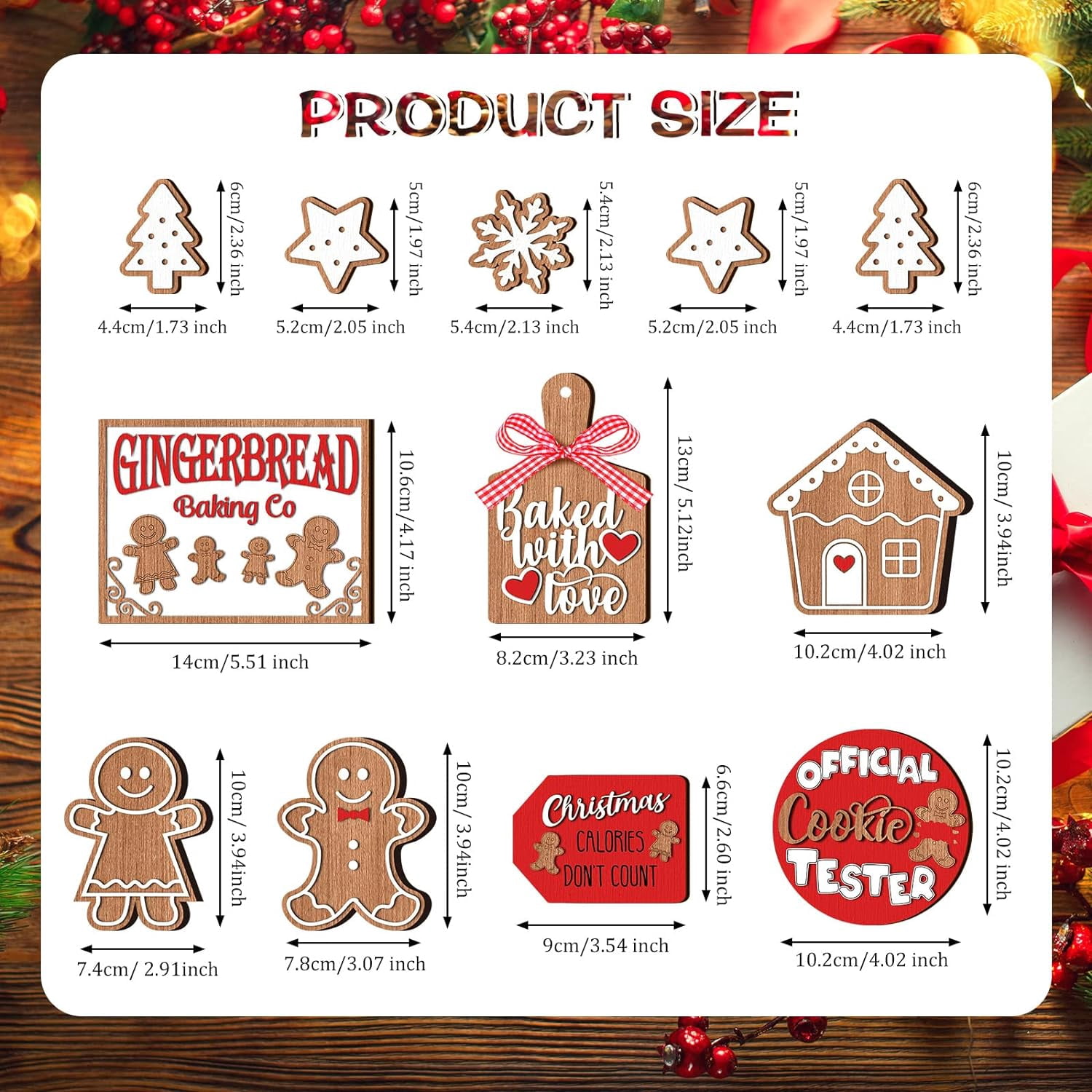 12Pcs Christmas Tiered Tray Decor Christmas Wood Tabletop Decor Gingerbread Man Xmas Tabletop Farmhouse Coffee Signs Snowmen for Christmas Winter Farmhouse Home Party Holiday Decoration