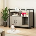 thumbnail image 2 of Gymax Cat Litter Box Enclosure w/ Storage Compartments Removable Scratching Board Gray, 2 of 10