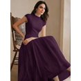 thumbnail image 4 of Bold Plum Womens Elegant High Neck Cap Sleeve A-Line Pleated Floor-Length, 4 of 6