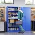 thumbnail image 2 of Metal Garage Storage Cabinet with Lock Door and Adjustable Shelves, Steel Tool Cabinet for Home, Office, Warehouse (Blue), 2 of 10