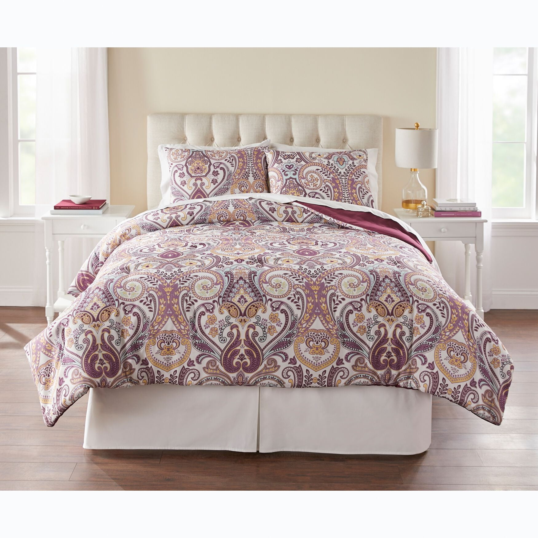Details about   3Pc Purple Grey Black Gray Scroll Scroll Embroidery Down Alt Comforter Set King 