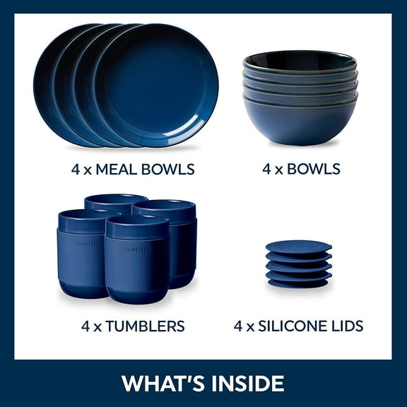 Stoneware Dinnerware Set, Navy 16 PIECE SET