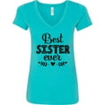 thumbnail image 3 of Inktastic Best Sister Ever Women's V-Neck T-Shirt, 3 of 5